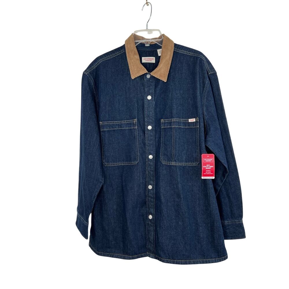 Levis Chore Barn Coat Shacket Denim XL Blue Jean Corduroy Collar Utility NWT